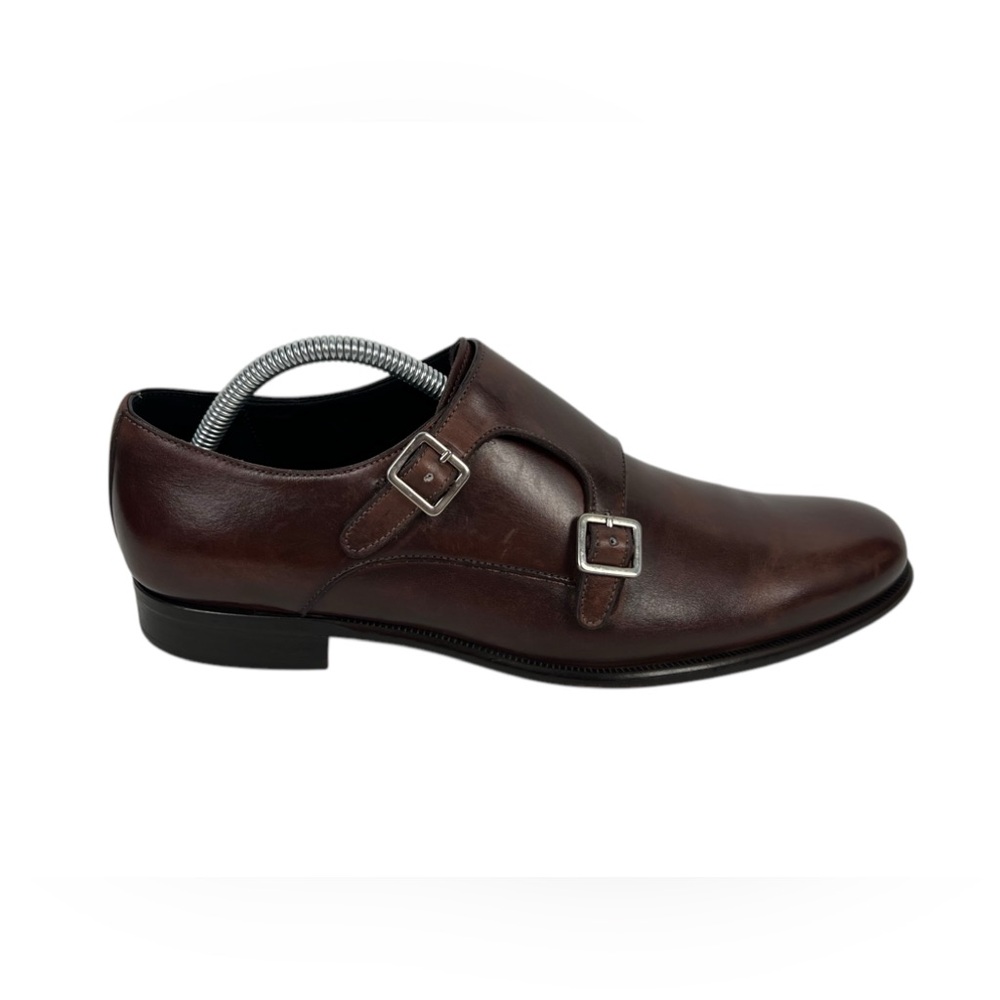 Paul Evans Mens 7.5 Shoes Original Brown Double Monk Strap Leather Casual